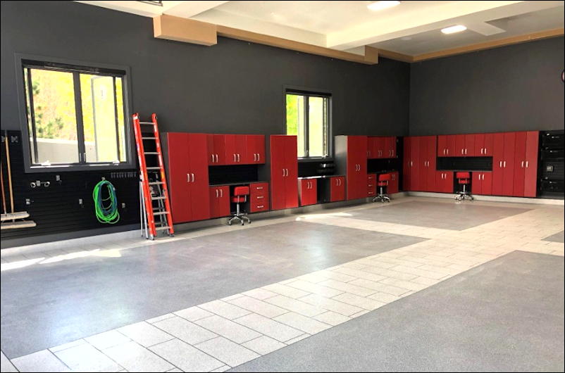 garage remodel - deluxe with red tool storage